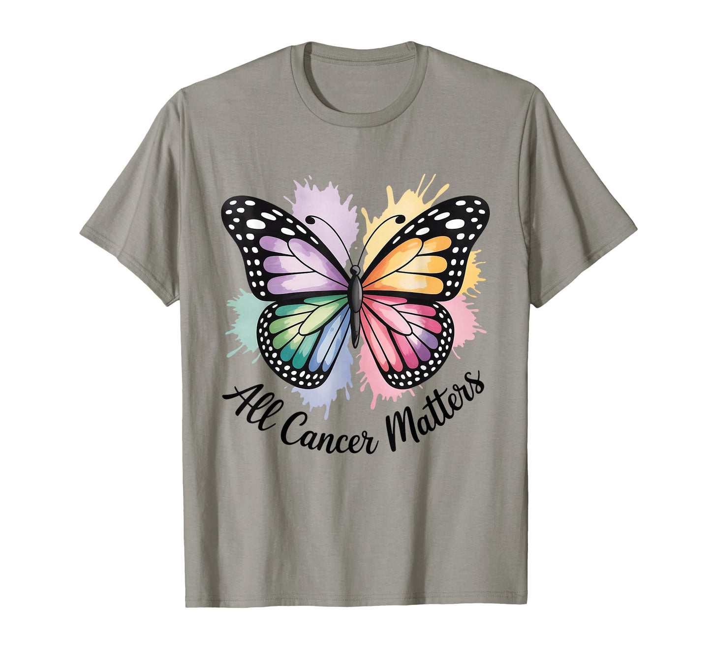 All Cancer Matter Colorful Butterfly Ribbon Cancer Awareness T-Shirt