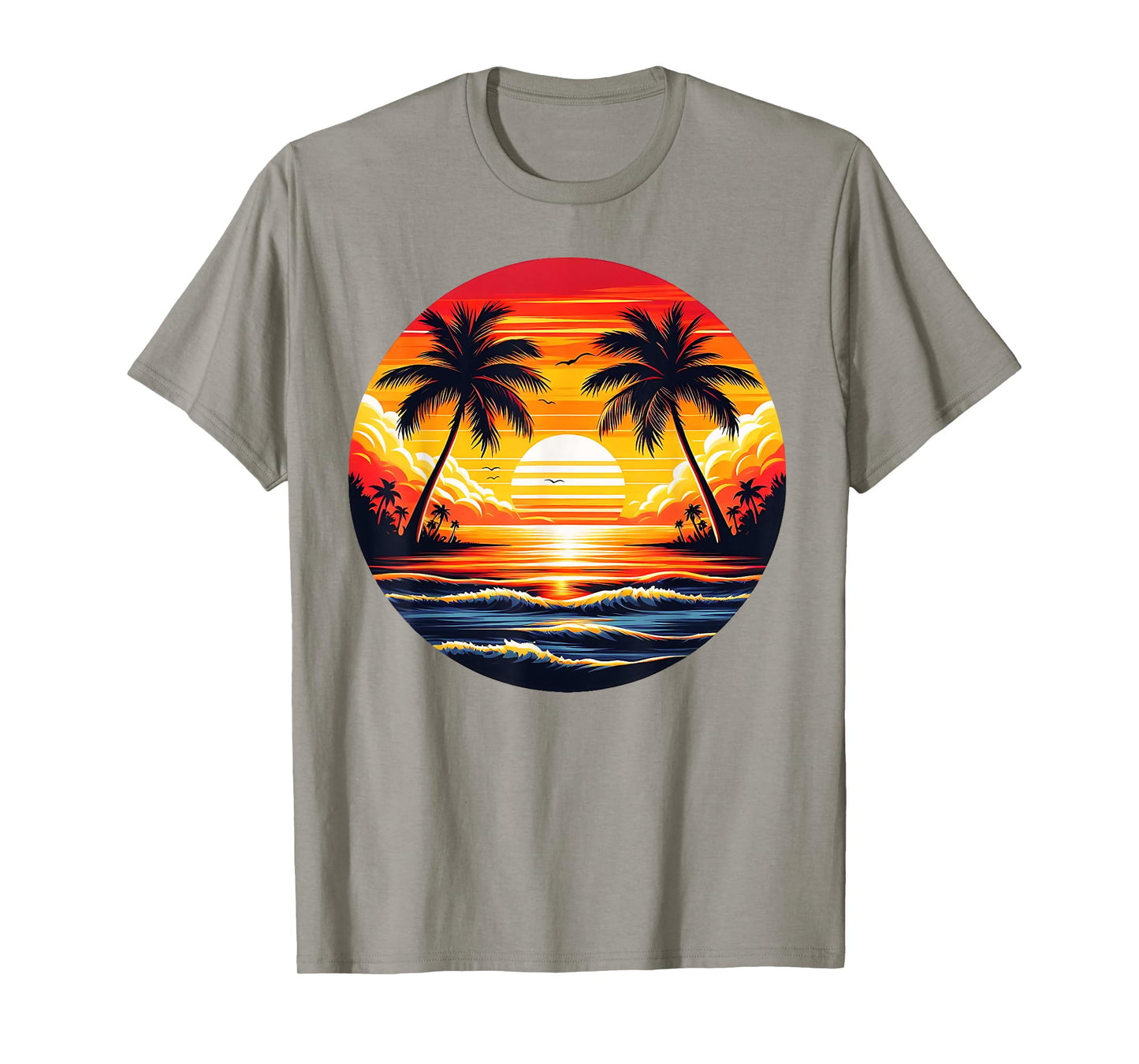 Vintage Beach Sunset Palm Tree 70s 80s Summer Vacation Retro T-Shirt