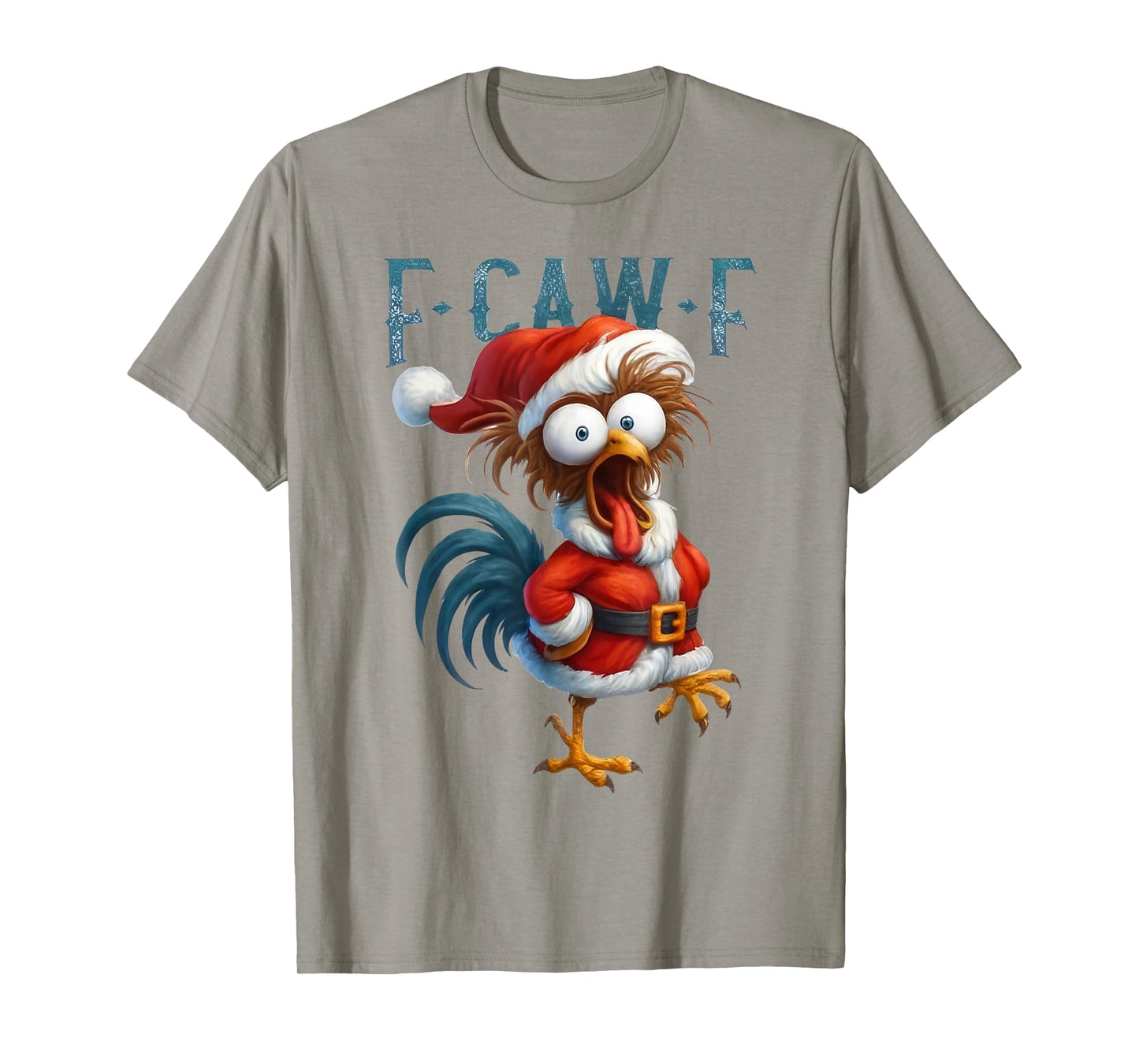 Funny F-Caw-F Chicken FCAWF Santa Chicken Rooster Christmas T-Shirt