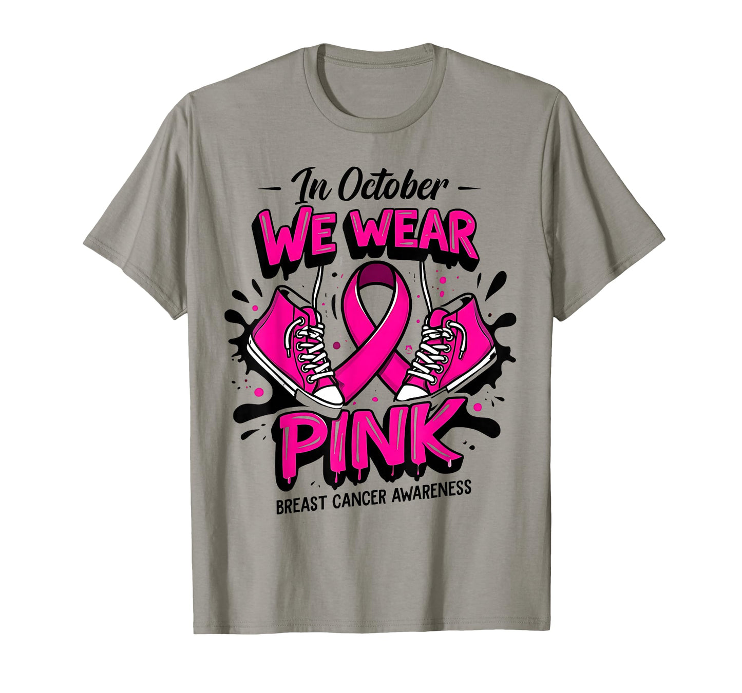 We Wear Pink Women Girl Sneakers Breast Cancer Warrior T-Shirt