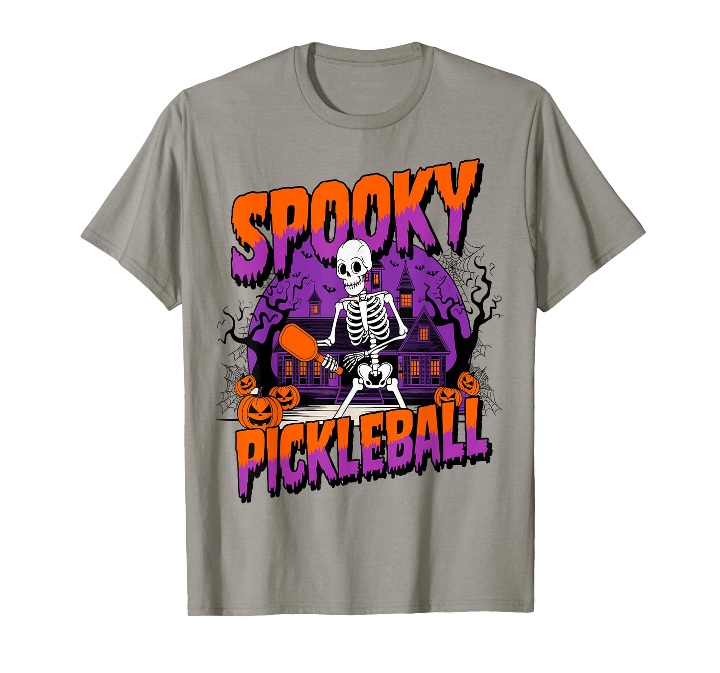 Pumpkin Skeleton Halloween Pickleball Spooky Sports T-Shirt