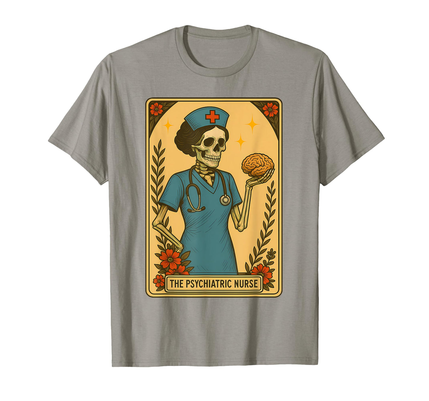 Psychiatric Nurse Tarot Card Skeleton Medical Nursing T-Shirt