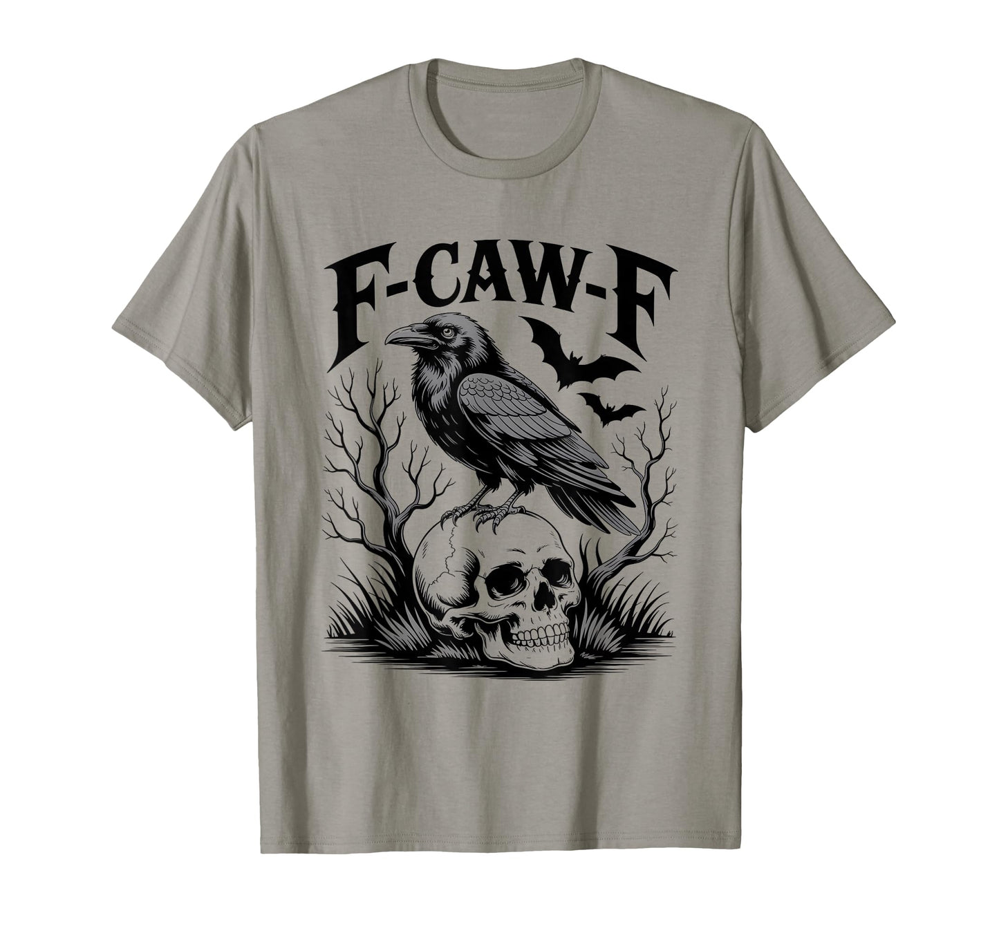 F-CAW-F Crow Funny Halloween Humor Black Bird Gothic Moon T-Shirt