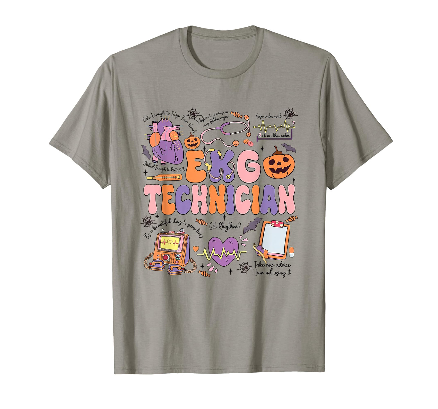 Women EKG Technician Nurse Halloween Heartbeat Skeleton ECG T-Shirt