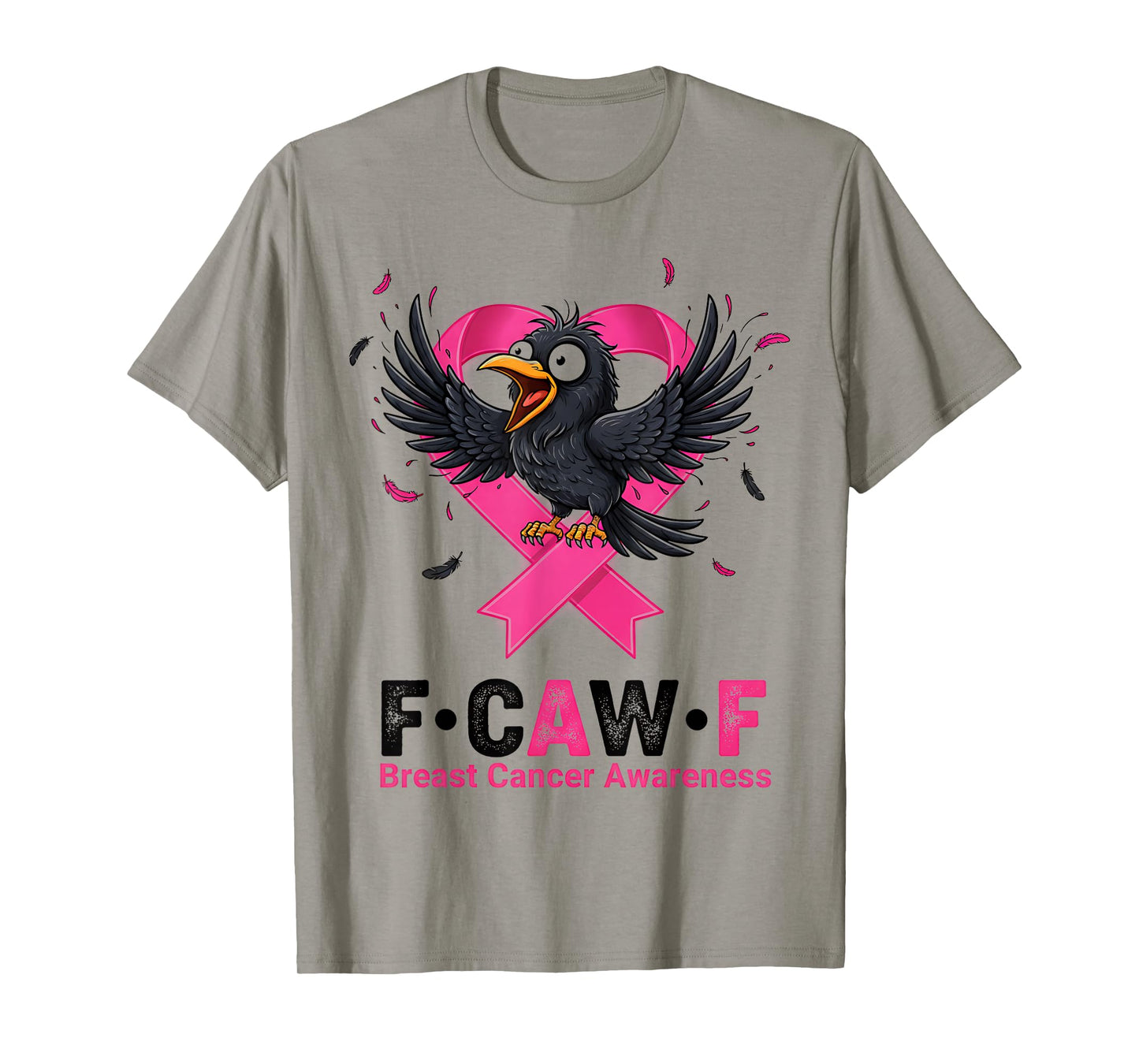 F-Caw-F Pink Ribbon Raven Moon Gothic Crow Breast Cancer T-Shirt