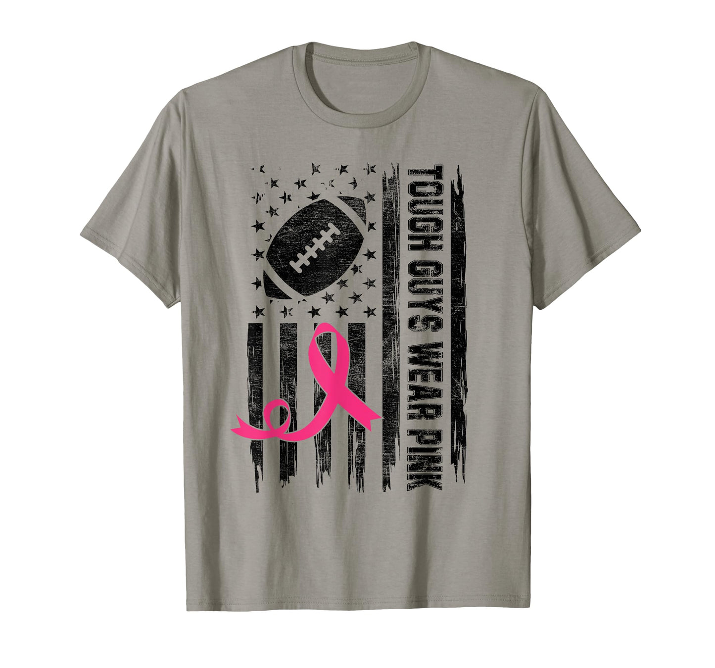 Tough Guys Wear Pink Breast Cancer Football American Flag T-Shirt for Women Kids Men