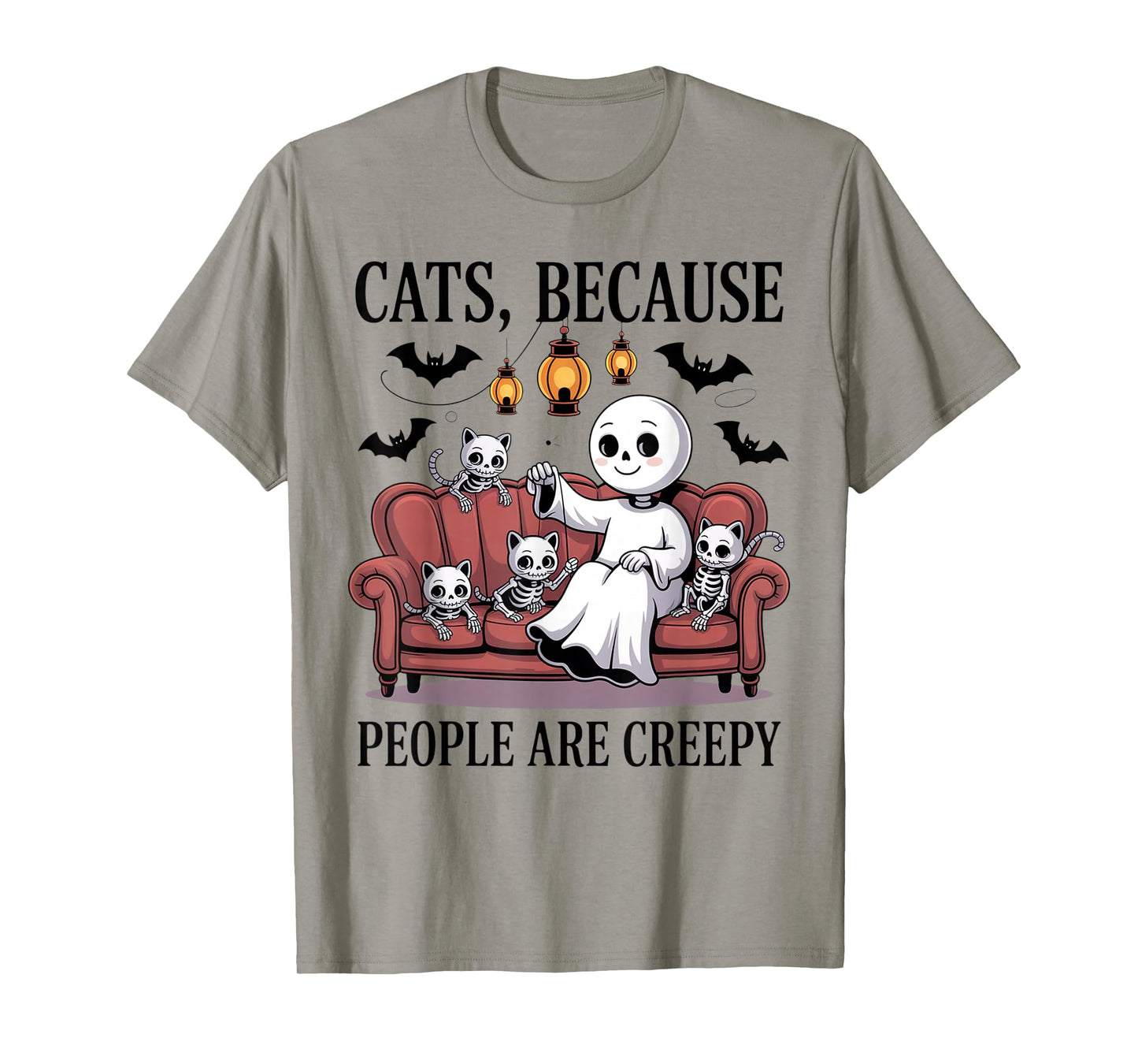 Cats Because People are Creepy Ghost Halloween Cat Mom Kids T-Shirt