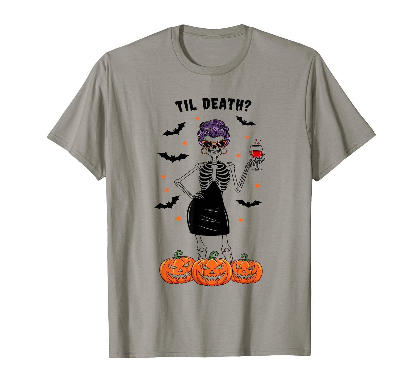 Skeleton Vampire Halloween Design for Wine Party Lovers T-Shirt