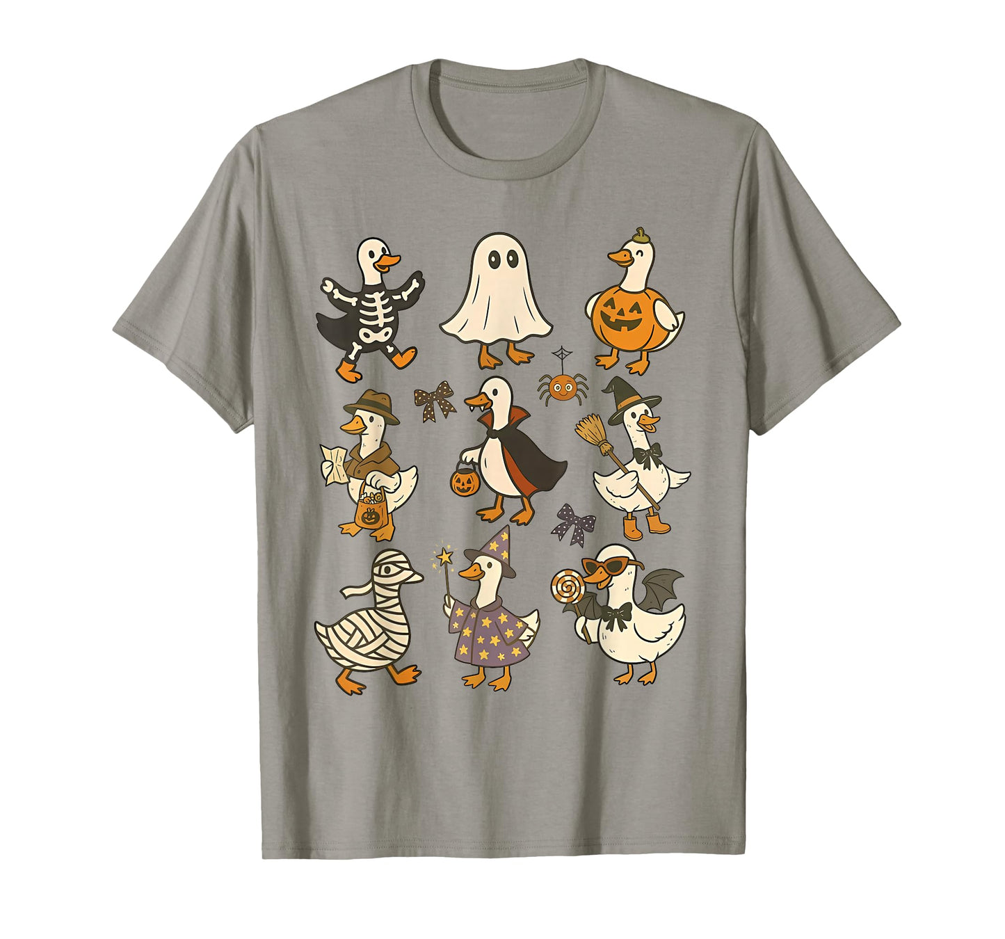 Halloween Skeleton Witch Geese Spooky Goose On The Loose T-Shirt