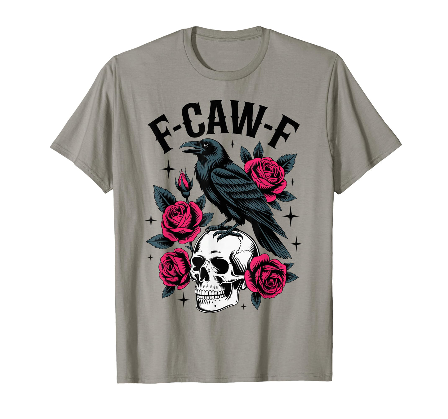 Black Crow F-Caw-F Funny Gothic Bird Moon Adult Humor T-Shirt