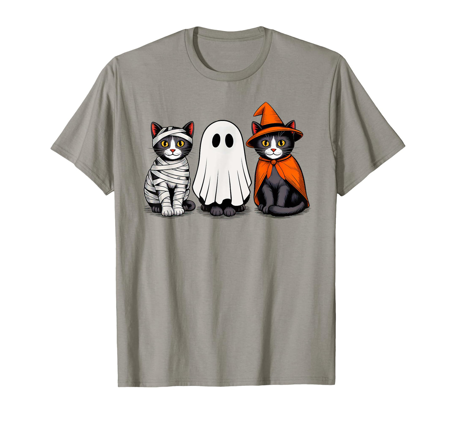 Retro Black Cat Halloween Ghost Costume for Women Men Kids T-Shirt