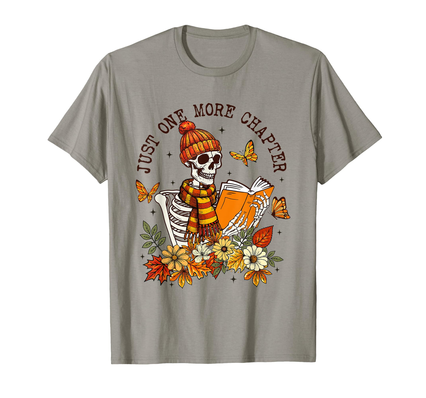 Cute Just One More Chapter Skeleton Fall Book Autumn Pumpkin T-Shirt