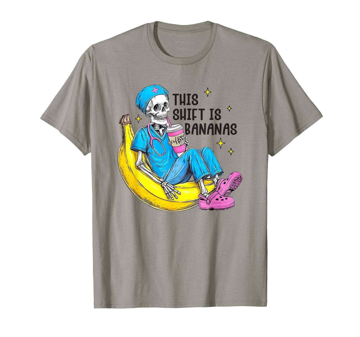 Women This Shift is Bananas Funny Skeleton Nurse RN, ER, ED T-Shirt