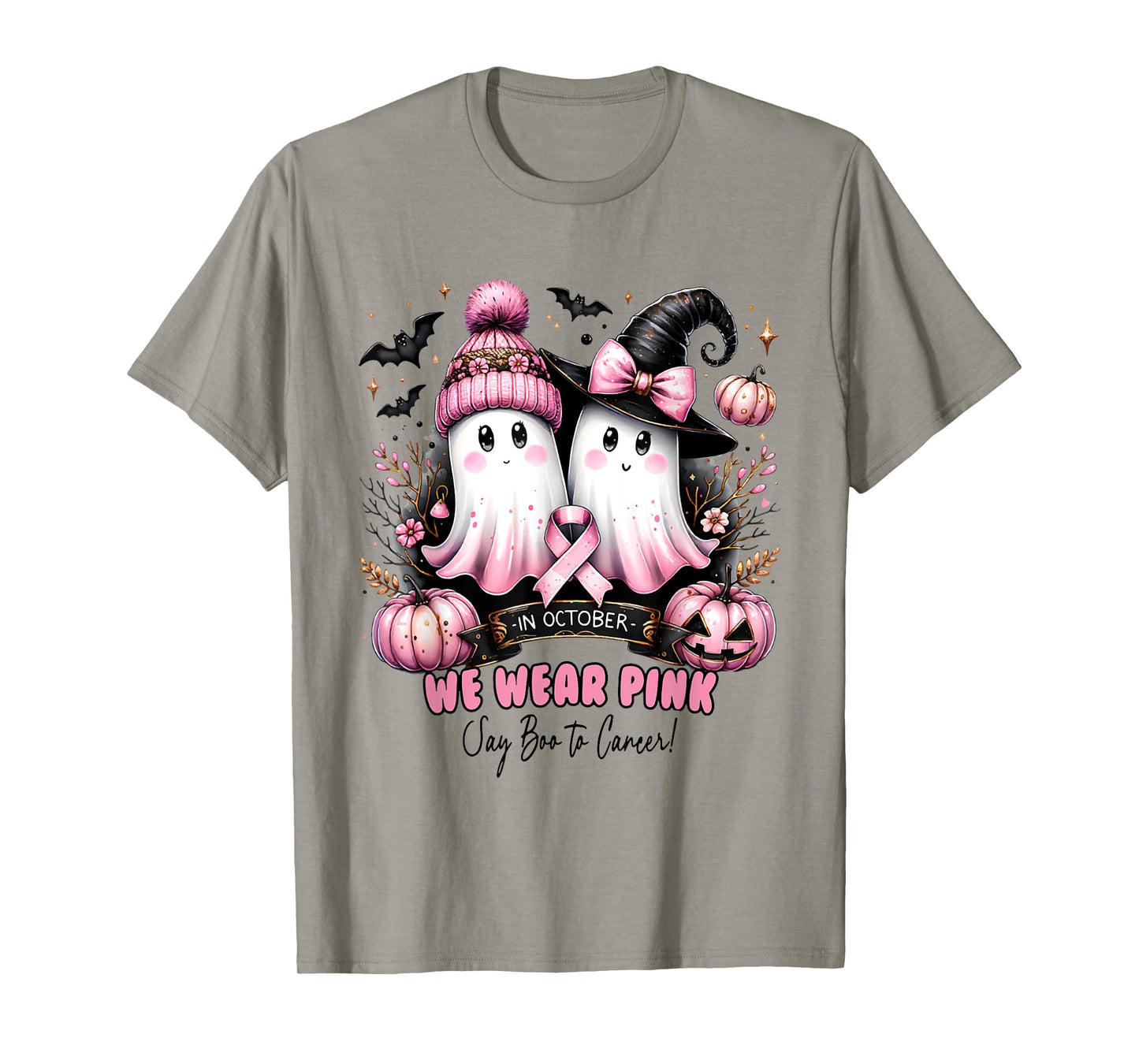 in October We Wear Pink Say Boo to Breast Cancer Awareness T-Shirt