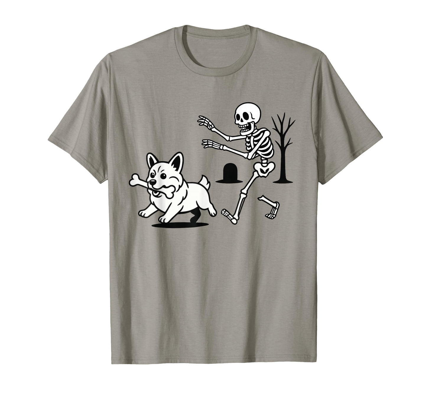 Skeleton Chasing Dog Funny Halloween Dog Mom Pet Lover T-Shirt