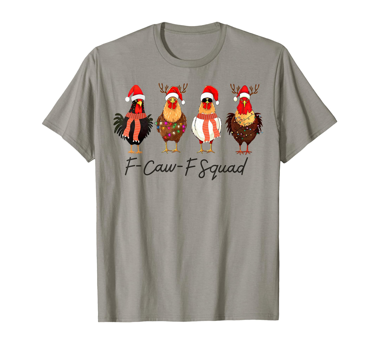 F-Caw-F Squad Chicken Santa Hat Christmas Pajamas Holiday T-Shirt