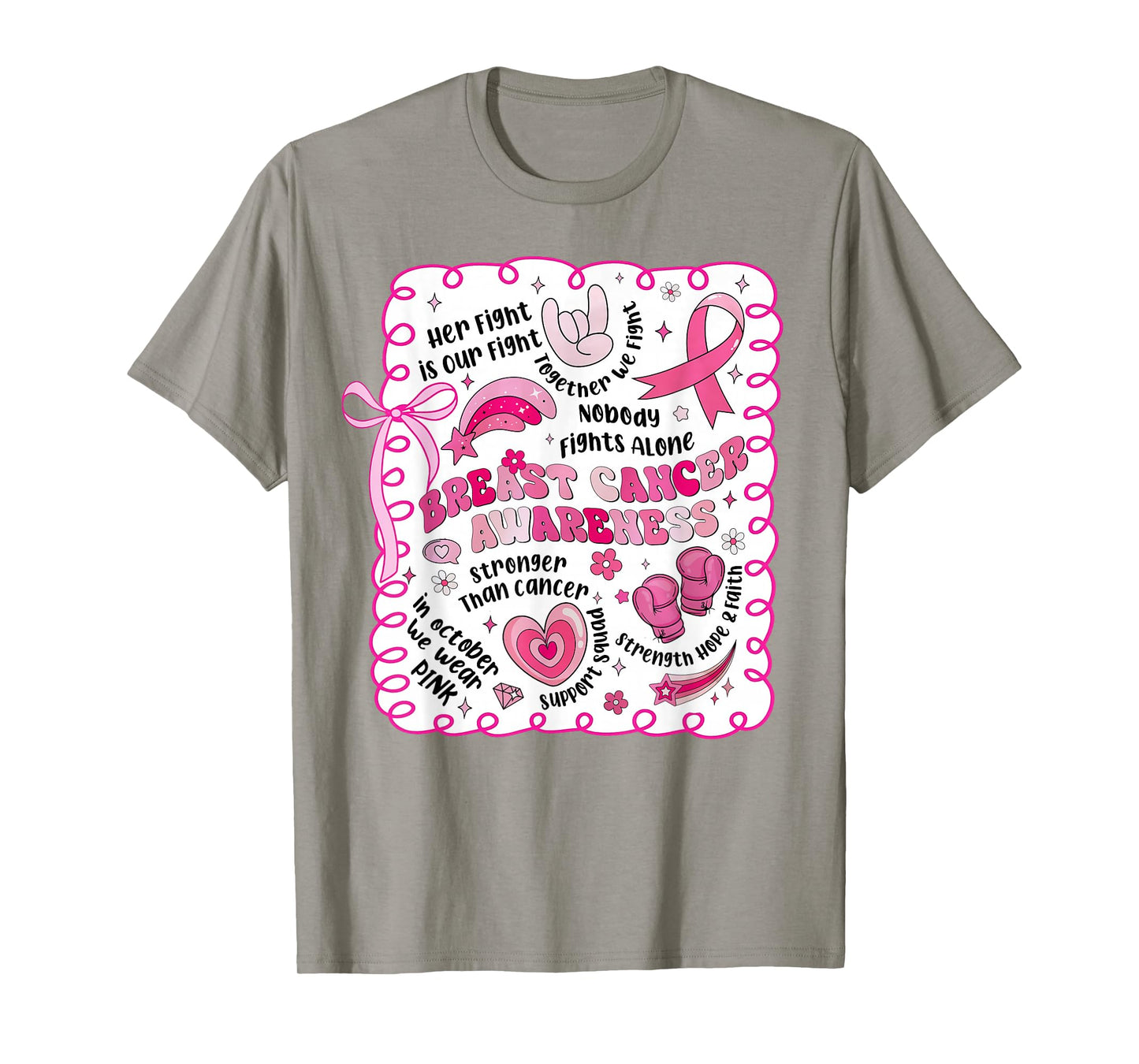 Breast Cancer Awareness Inspiration Strong Womens Girls Pink T-Shirt