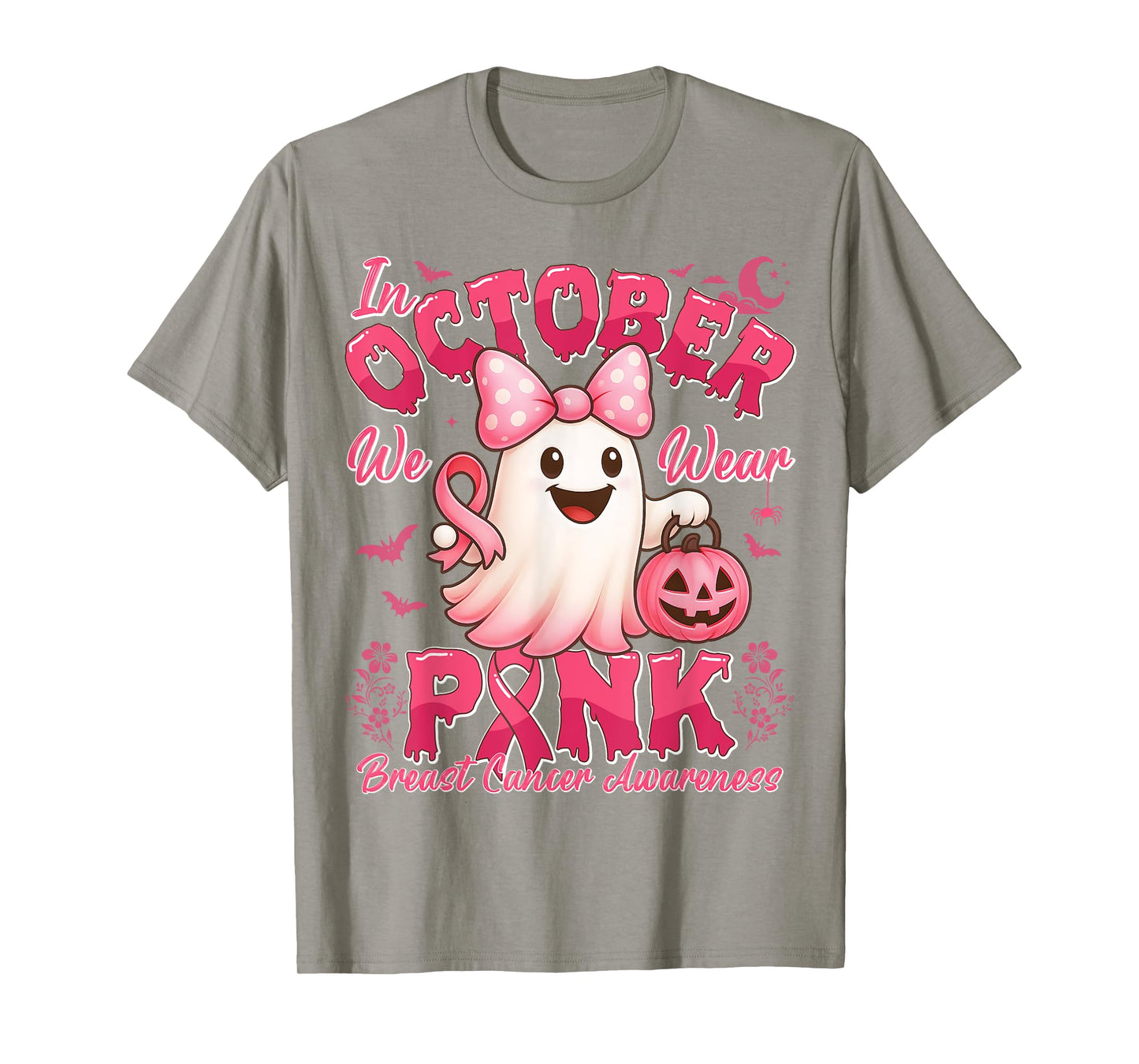 In October We Wear Pink Halloween Breast Cancer Awareness T-Shirt