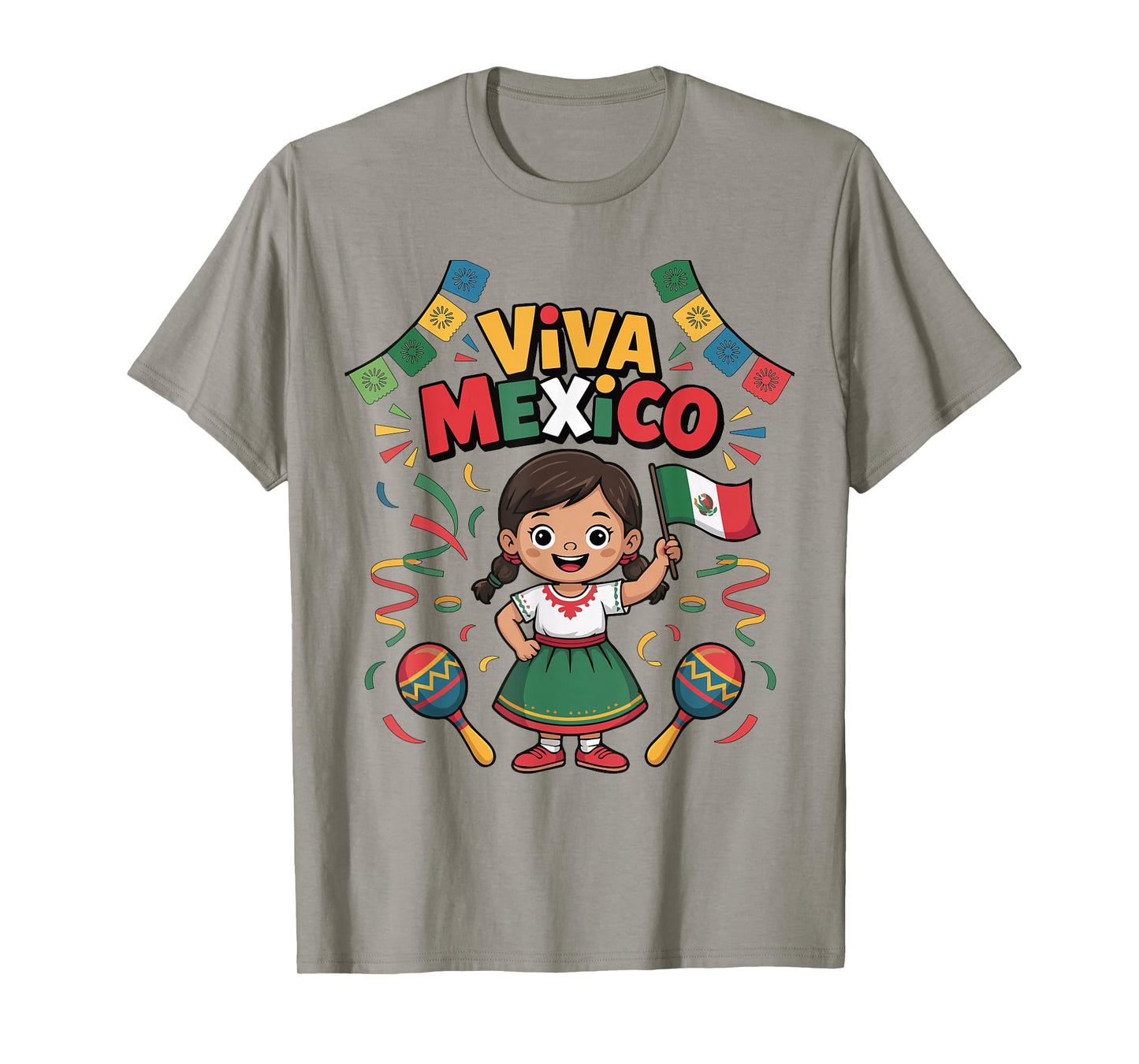 Viva Mexico Shirt Toddler Girl Mexican Flag Independence Day T-Shirt