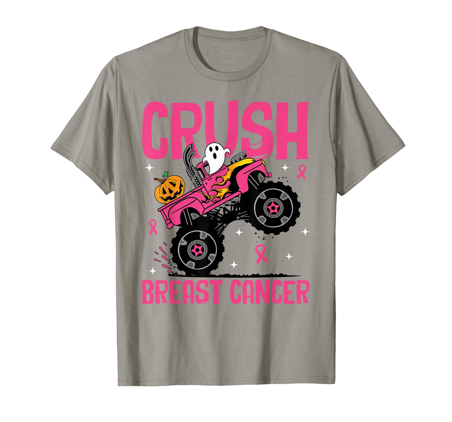 Crush Breast Cancer Awareness Monster Truck Halloween kids T-Shirt