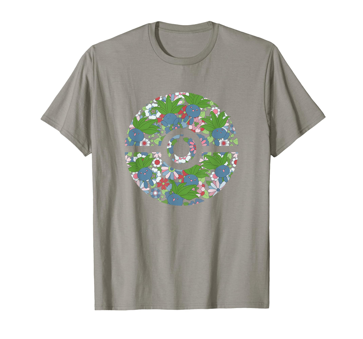 Pokémon Cute Oddish & Flowers Pattern Poké Ball Logo T-Shirt