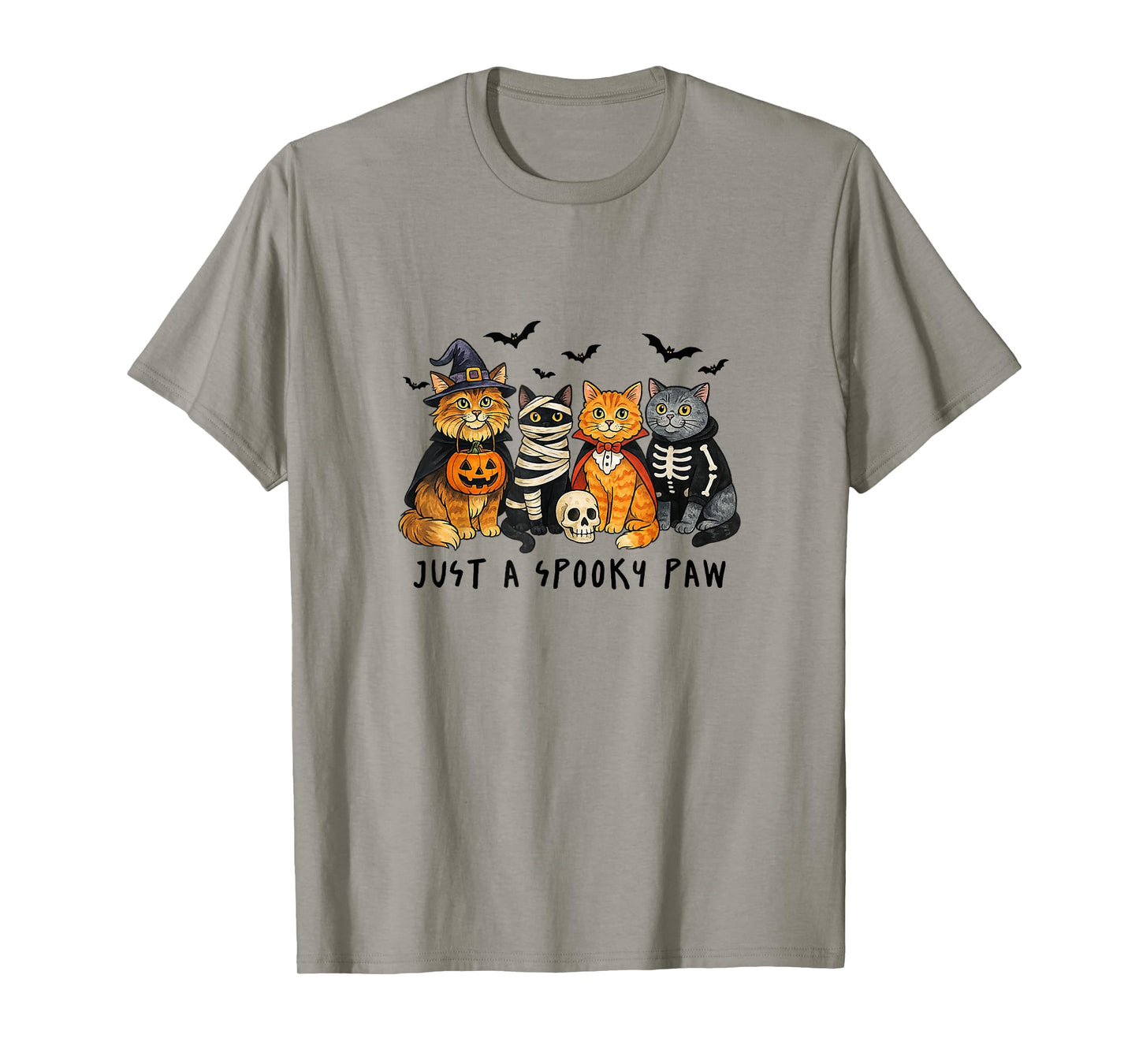 Just a Spooky Paw Halloween Cat Funny Cute Mummy Skeleton T-Shirt