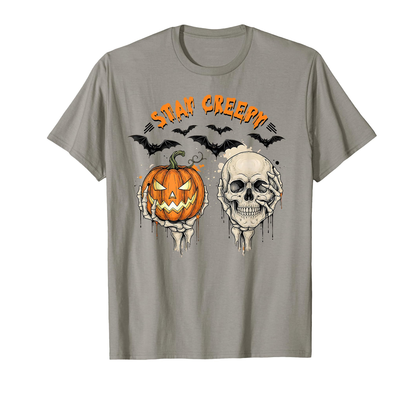 Stay Creepy Dripping Heart Halloween Skeleton Hand Spooky T-Shirt