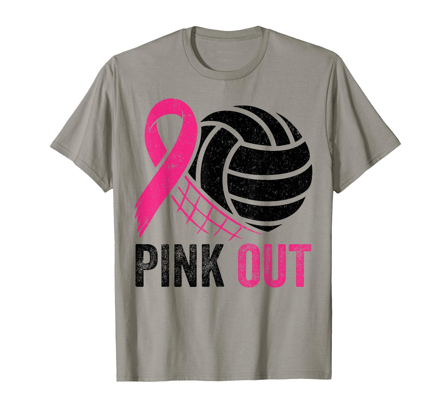 Pink Out Volleyball Breast Cancer Awareness Pink Ribbon T-Shirt