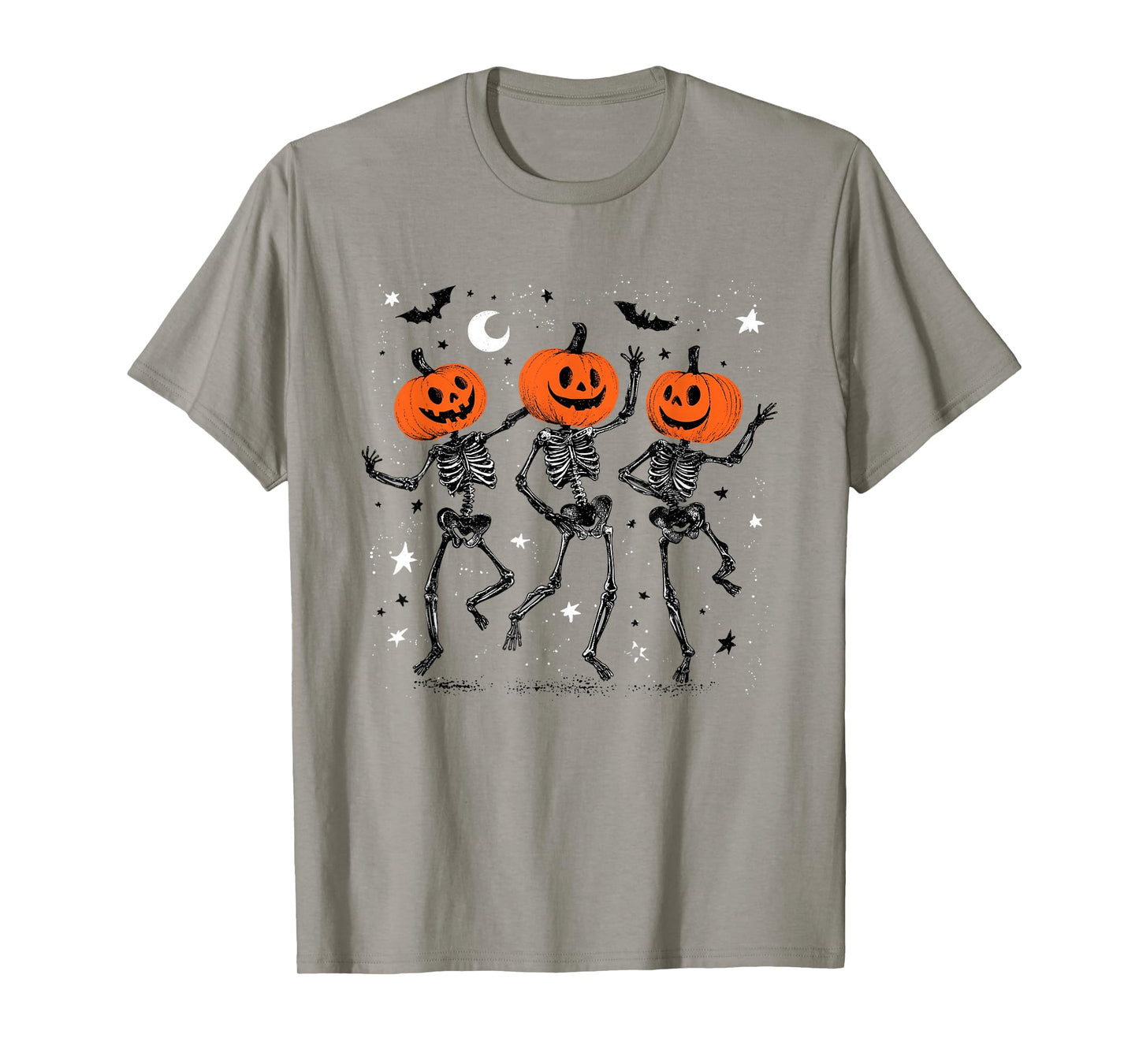 Halloween Dancing Skeleton Funny Tie-Dye with Pumpkin Heads T-Shirt