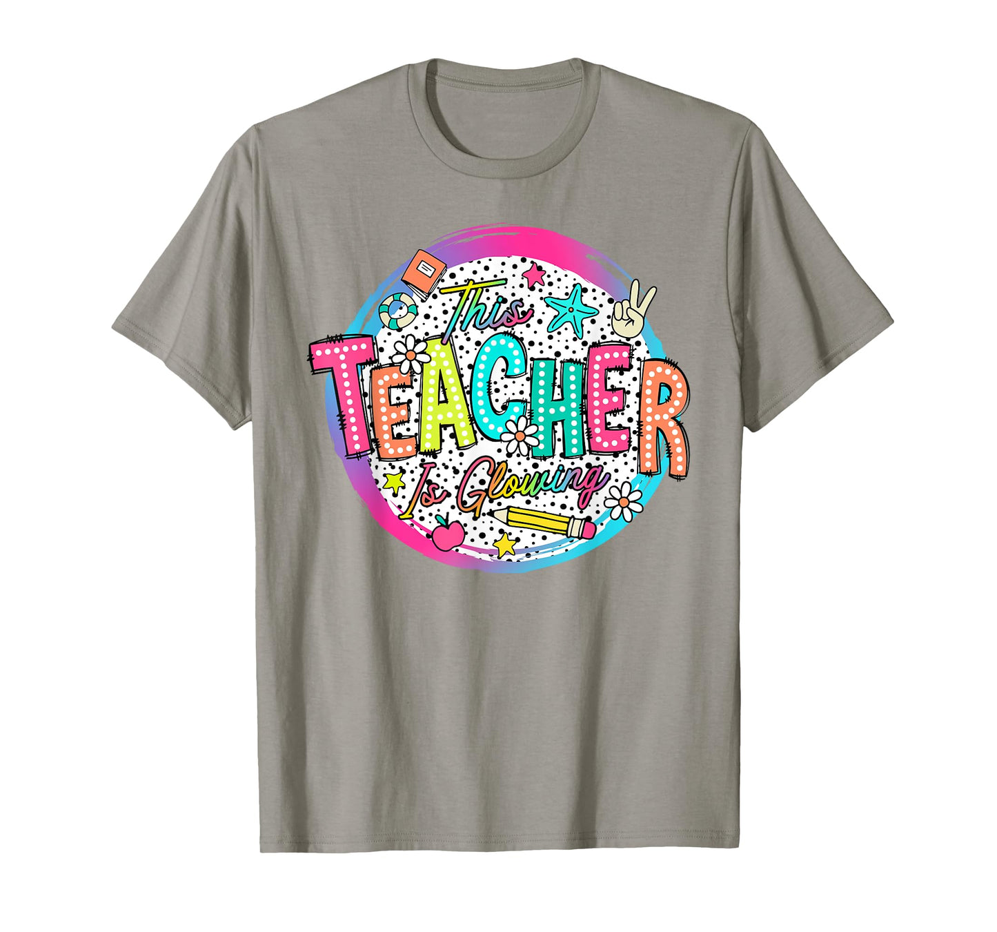 This Teacher Is Glowing Hello Summer Funny End Of School T-Shirt for Men Women