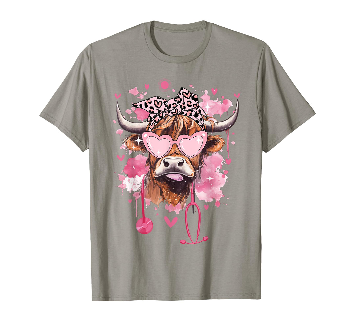 Cute Highland Cow Nurse Cow Lover Summer Break Nursing Funny Men Women Girls Kids T-Shirt