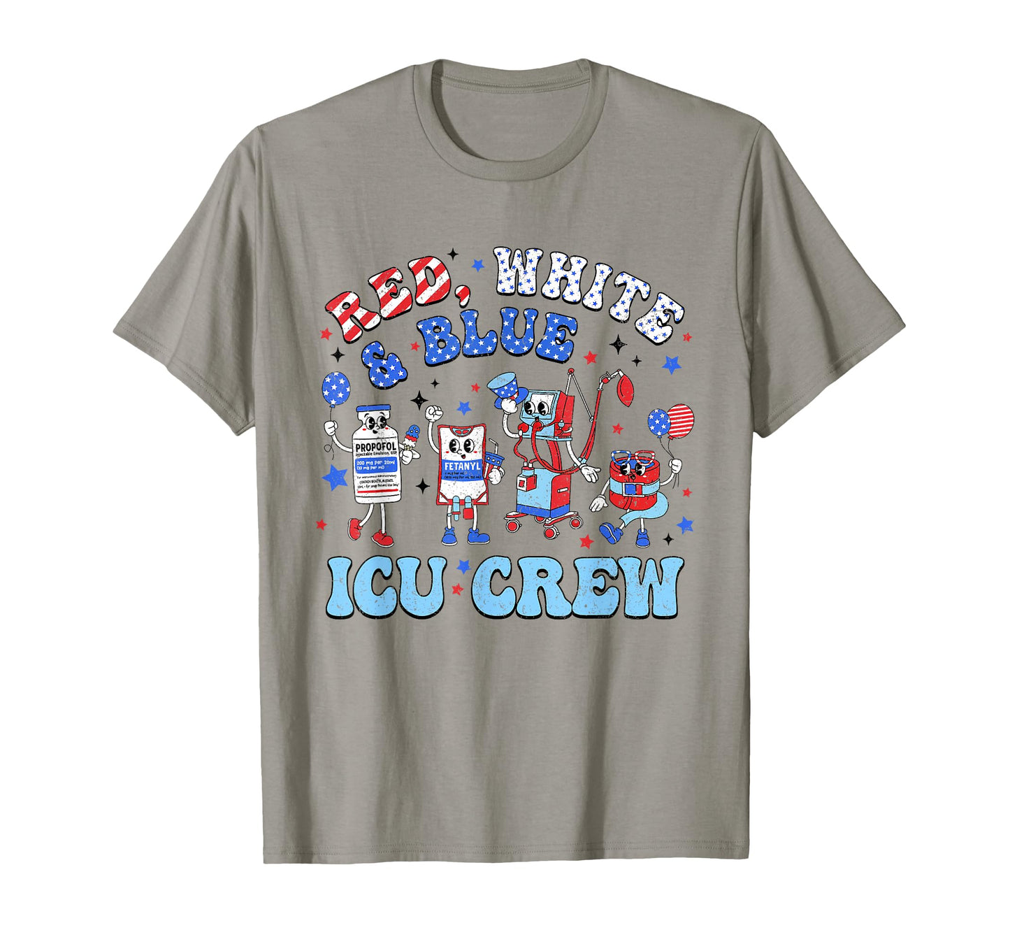 Icu Nurse 4th July Independence Day Red White Blue Icu Crew Women Men T-Shirt