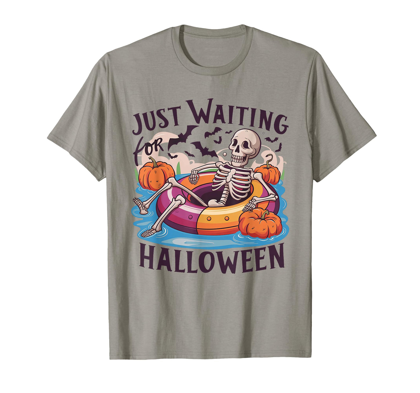 Funny Skeleton Just Waiting For Halloween T-Shirt
