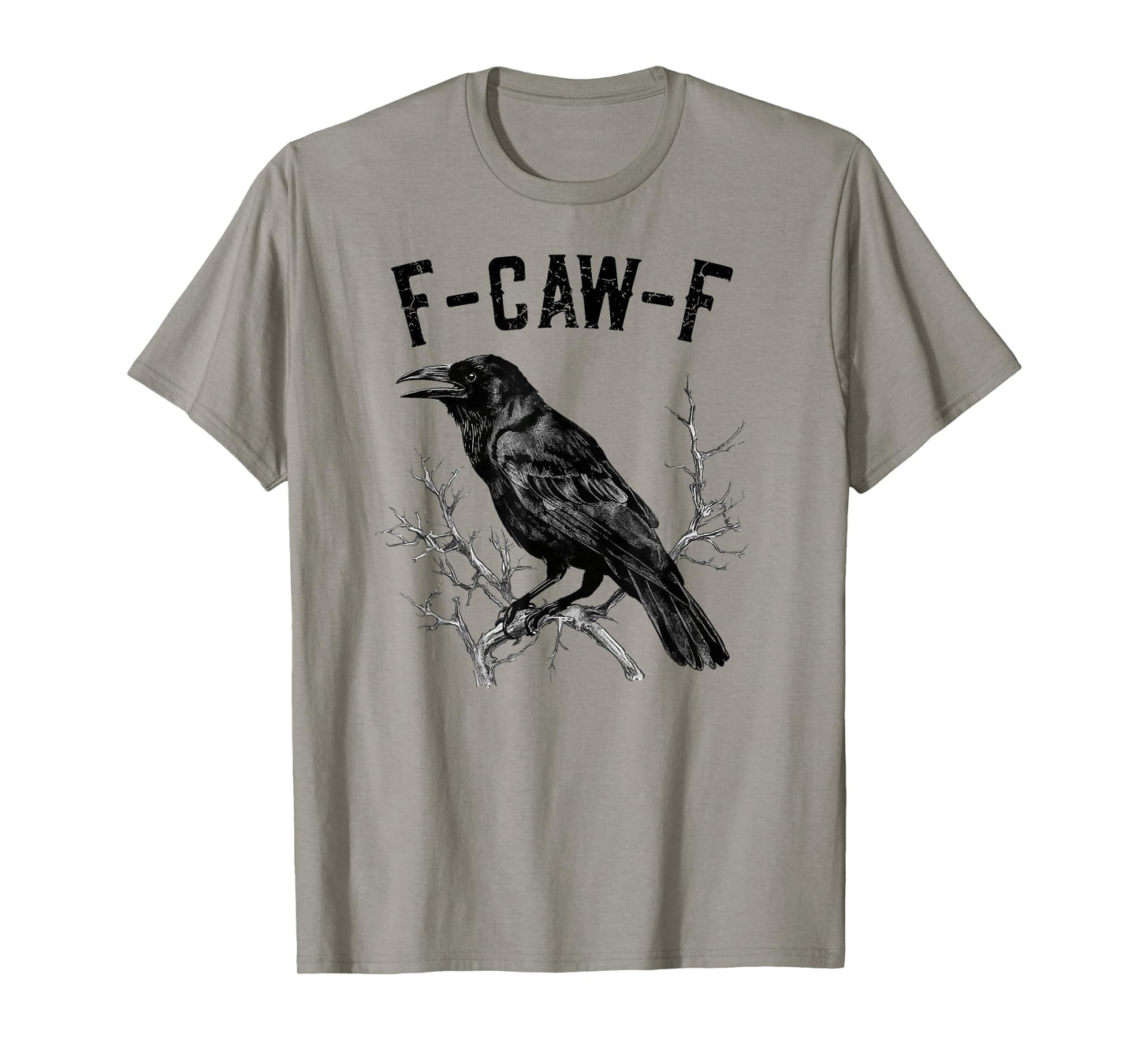 Black Crow F-Caw-F Funny Black Bird Moon Halloween Art T-Shirt