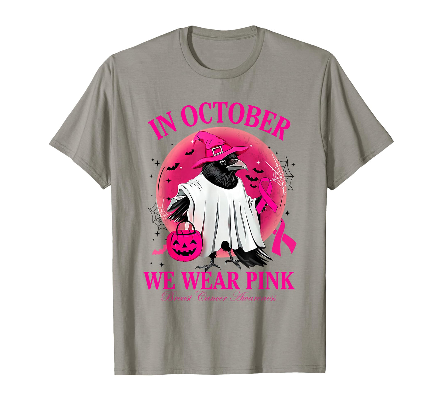 Black Crow in October We Wear Pink Breast Cancer Awareness T-Shirt