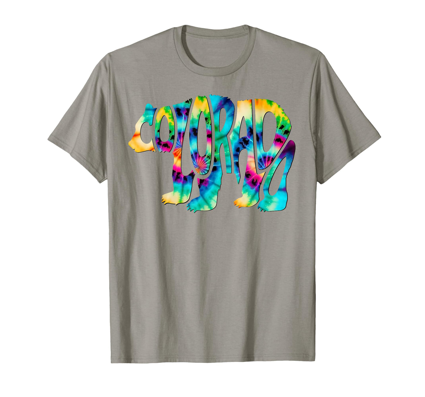 Tie Dye Colorado Bear-Shaped State Name Tee T-Shirt