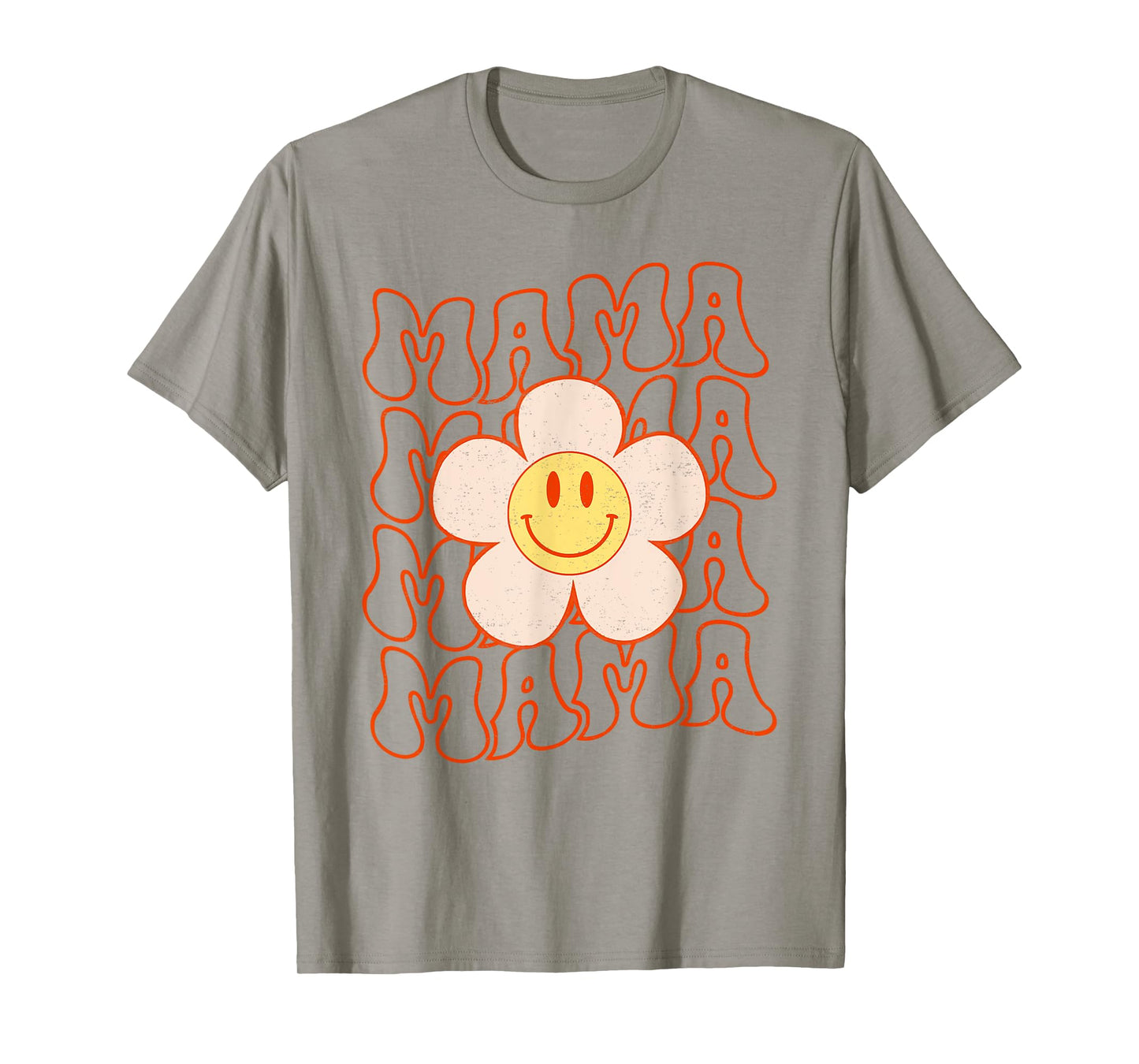 Retro Happy Face Mama Groovy Daisy Flower Mom Mothers Day T-Shirt