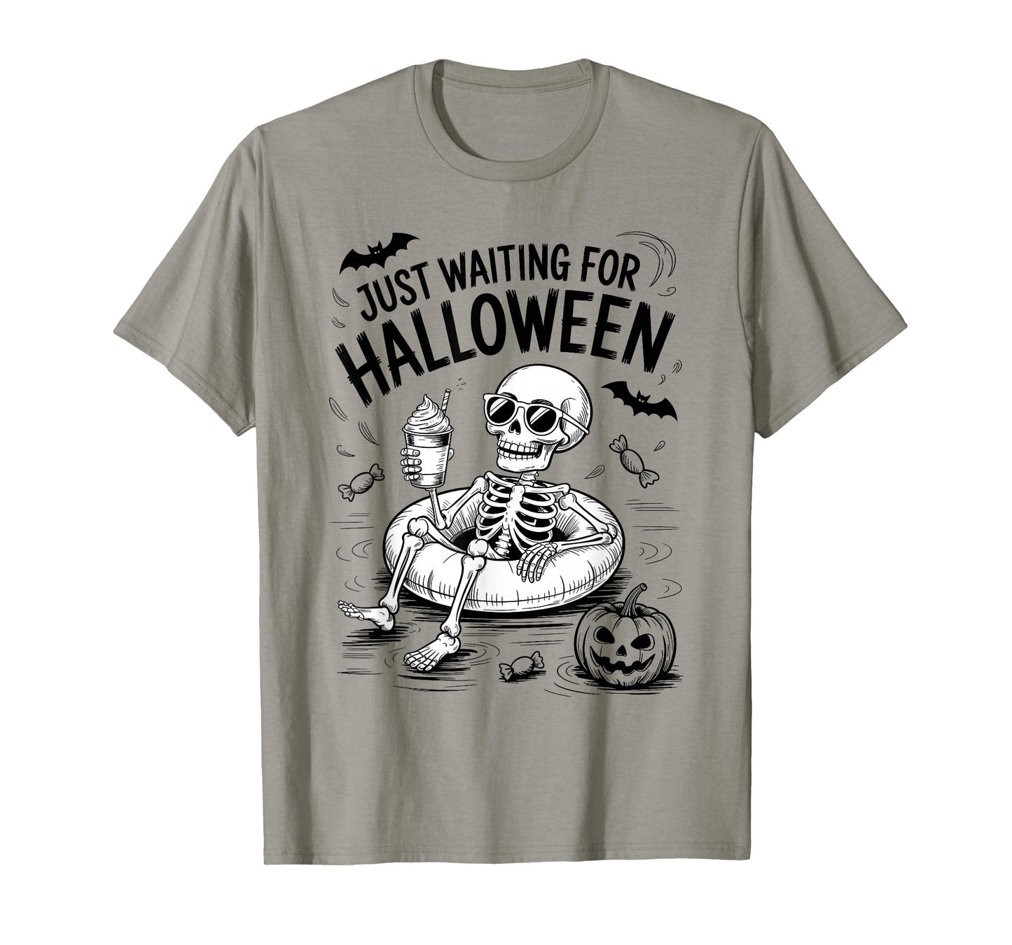 Just Waiting for Halloween Skeleton T-Shirt