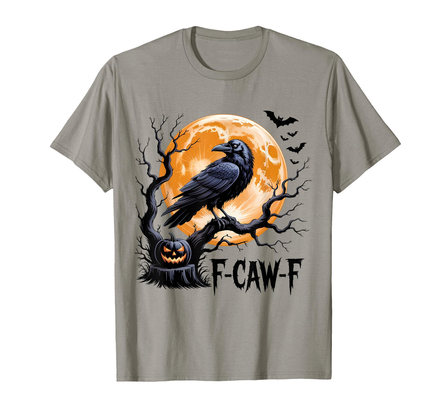 Black Crow Moon F-Caw-F Funny Retro Bird Bat Halloween Humor T-Shirt