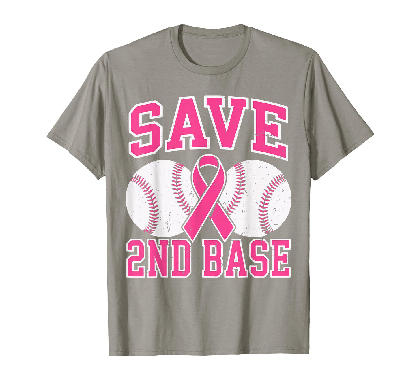 Save Second 2nd Base Baseball Funny Breast Cancer Awareness T-Shirt