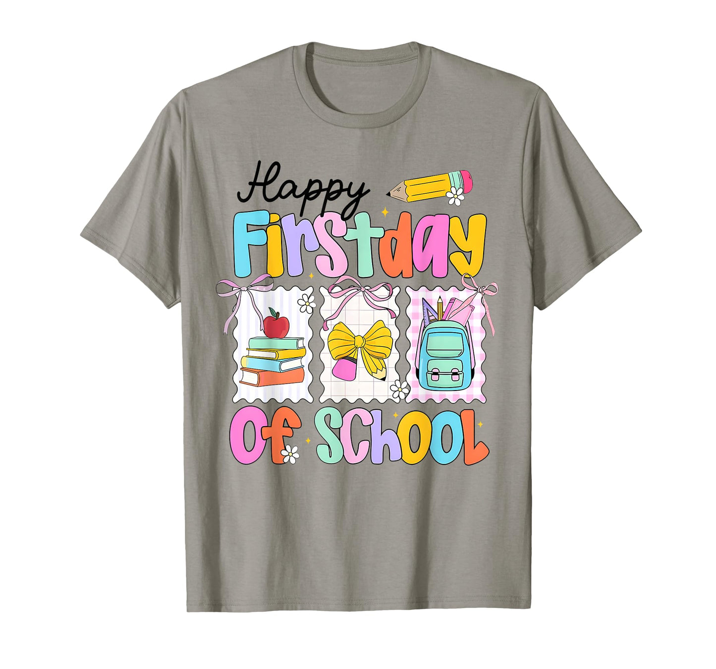 Happy First Day Of School Coquette Pencil Bow Back To School T-Shirt