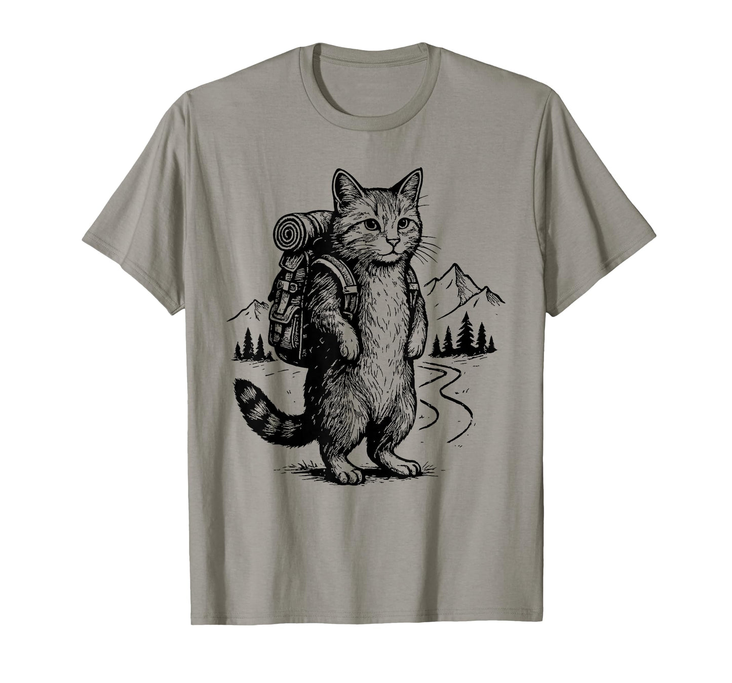 Funny Outdoor Tee Hiking Cat Backpacking Animals T-Shirt