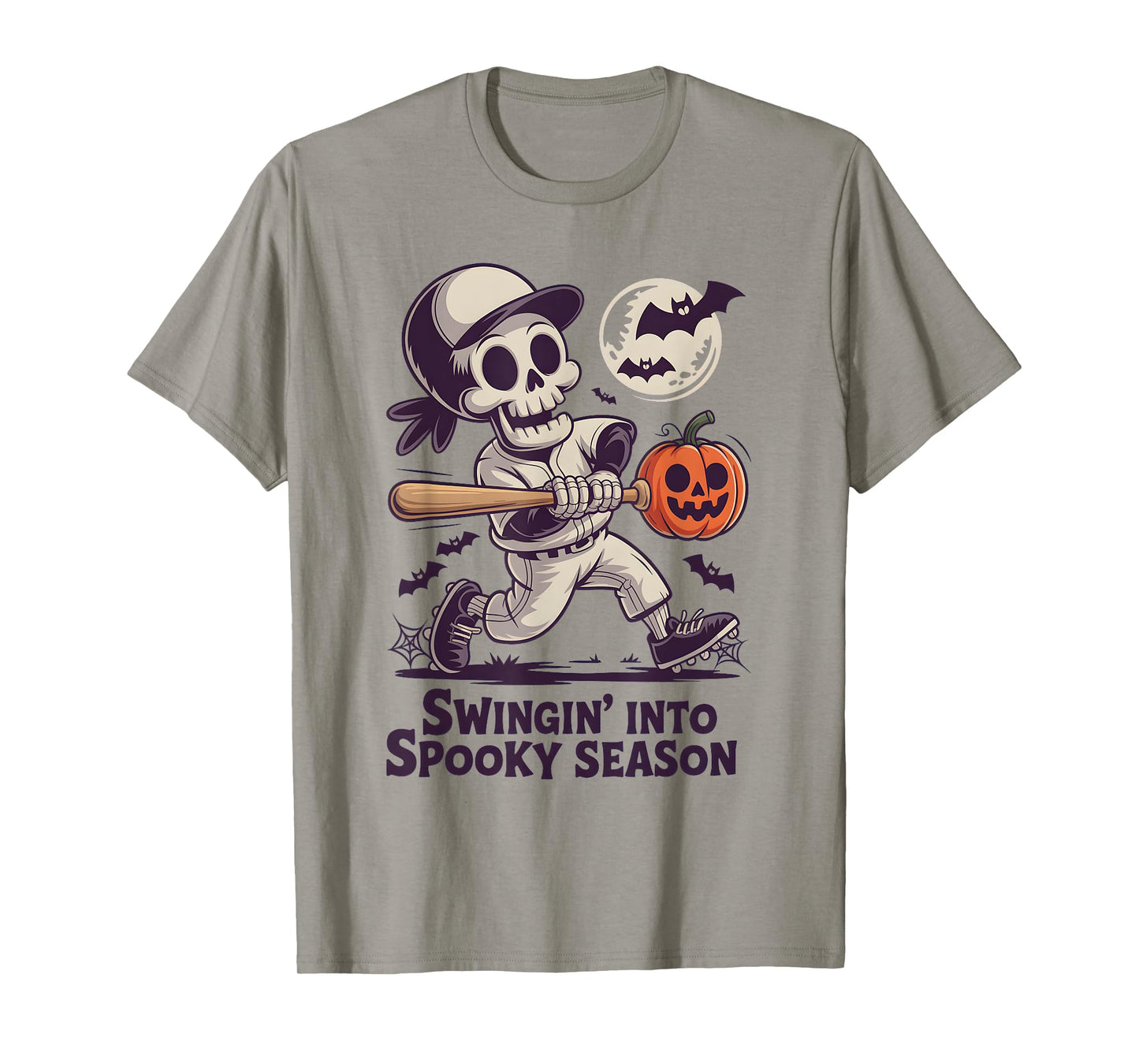 Halloween Skeleton Baseball Spooky Season Men Boys Kids T-Shirt