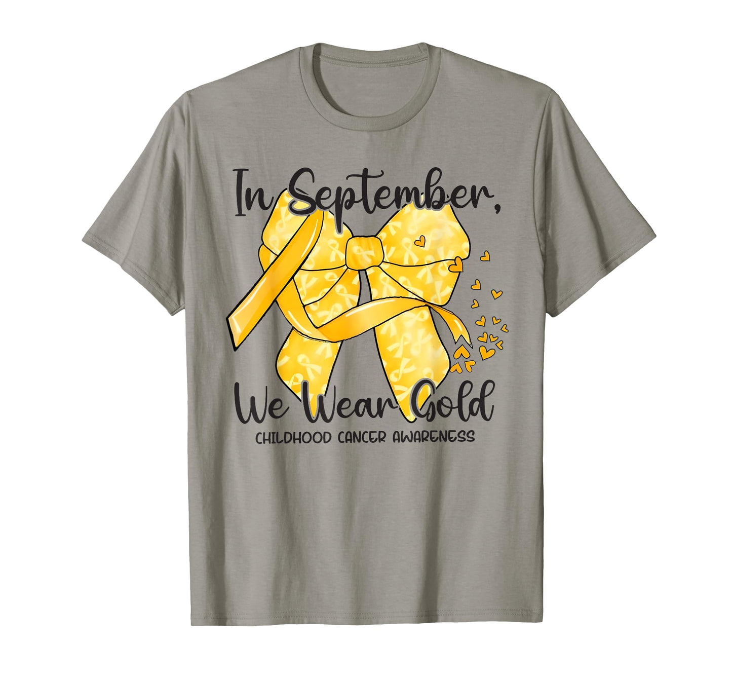 In September We Wear Gold Coquette Ribbon Childhood Cancer T-Shirt