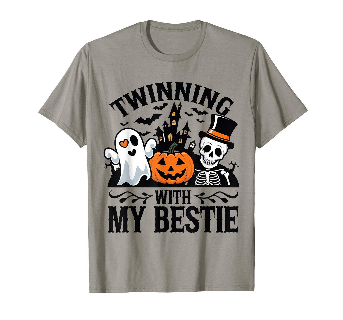 Twinning with My Bestie Skeleton Halloween Matching T-Shirt