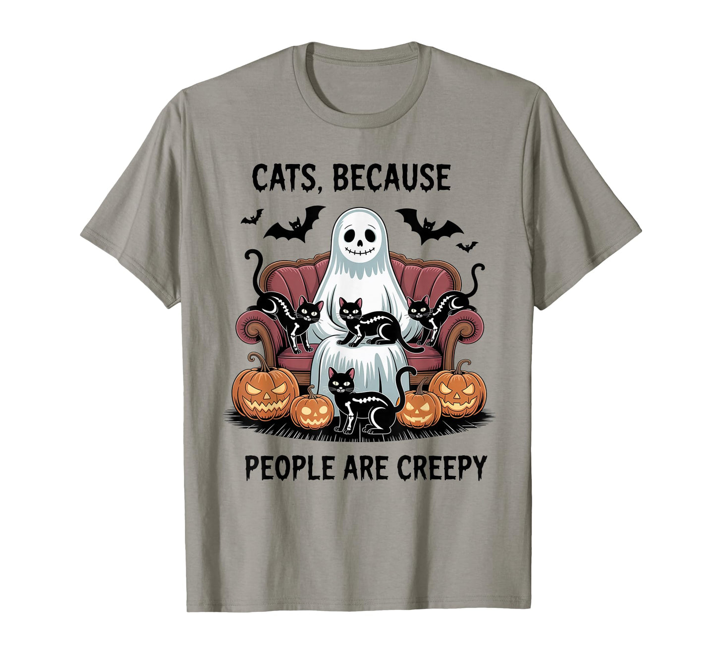 Cats Because People are Creepy Ghost Halloween Cat Mom Kids T-Shirt