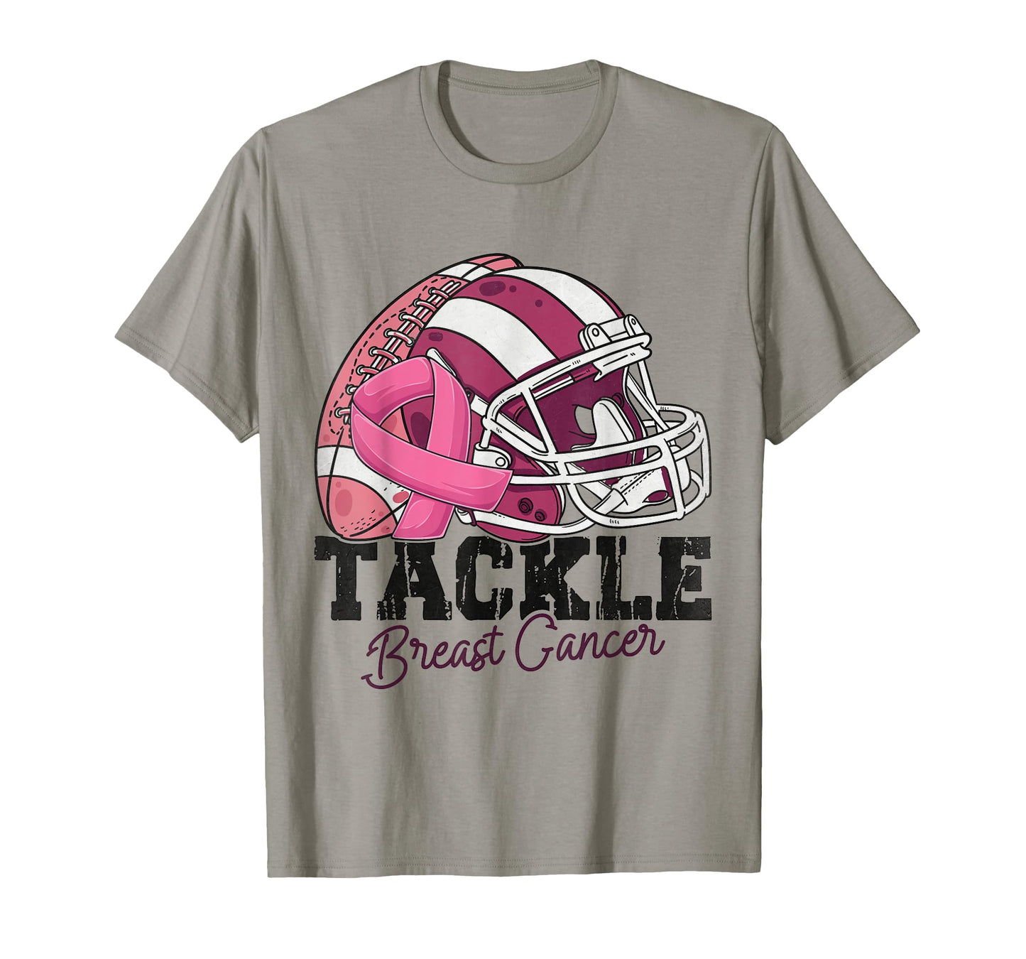 Tackle Football Pink Ribbon Breast Cancer Awareness Women T-Shirt
