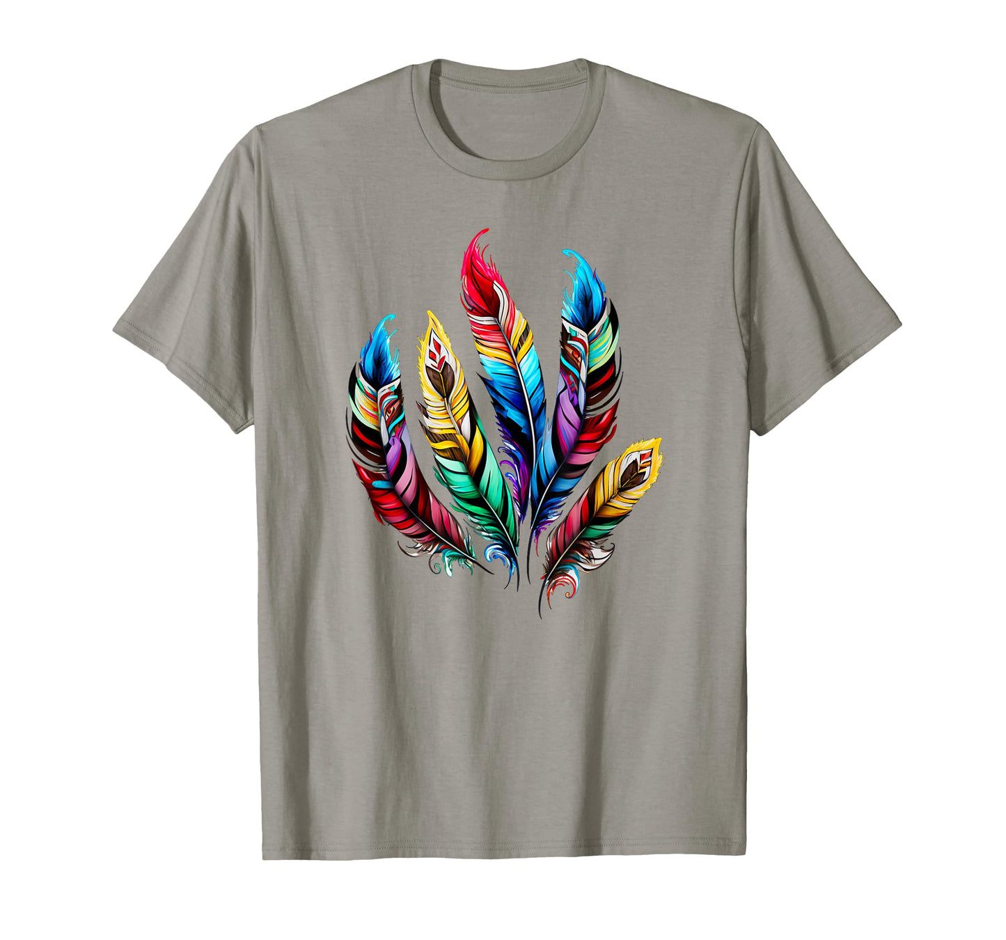 Colorful feathers boho ethnic style Indian bird pattern love T-Shirt