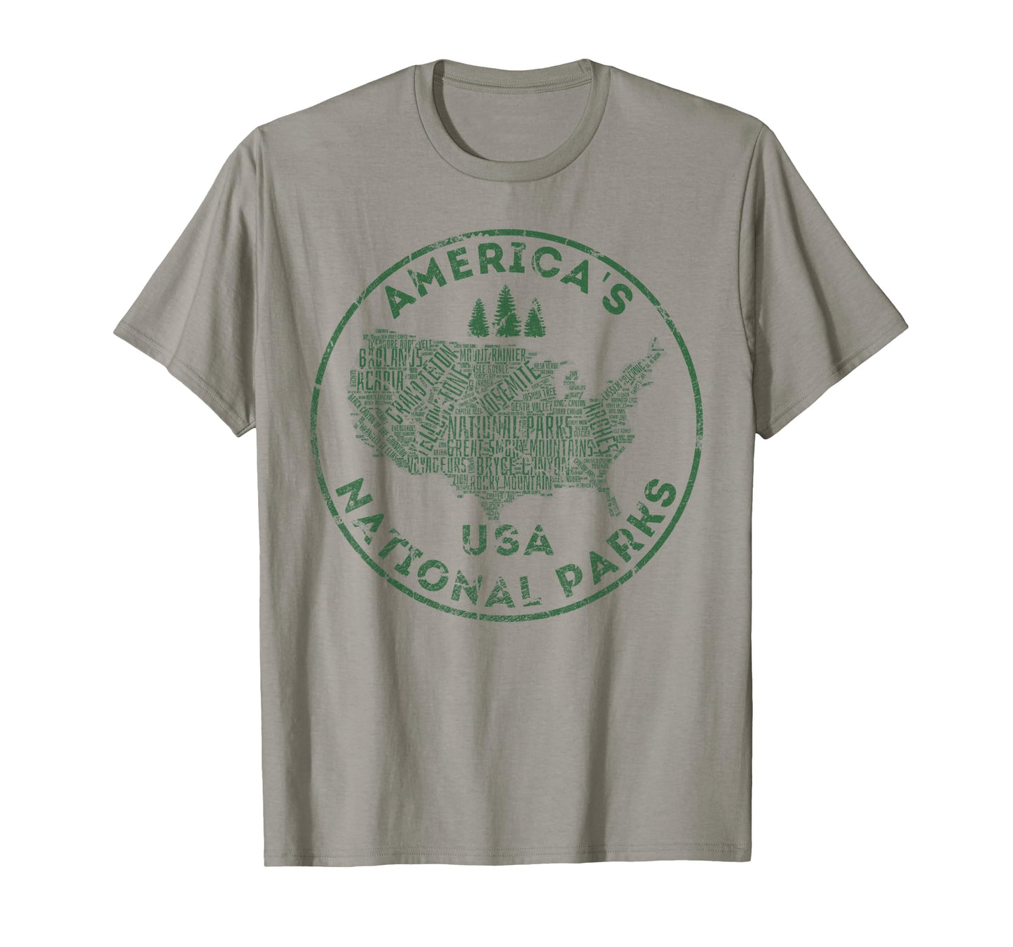 National Parks Map Hiking Travel Camping Outdoors Retro USA T-Shirt
