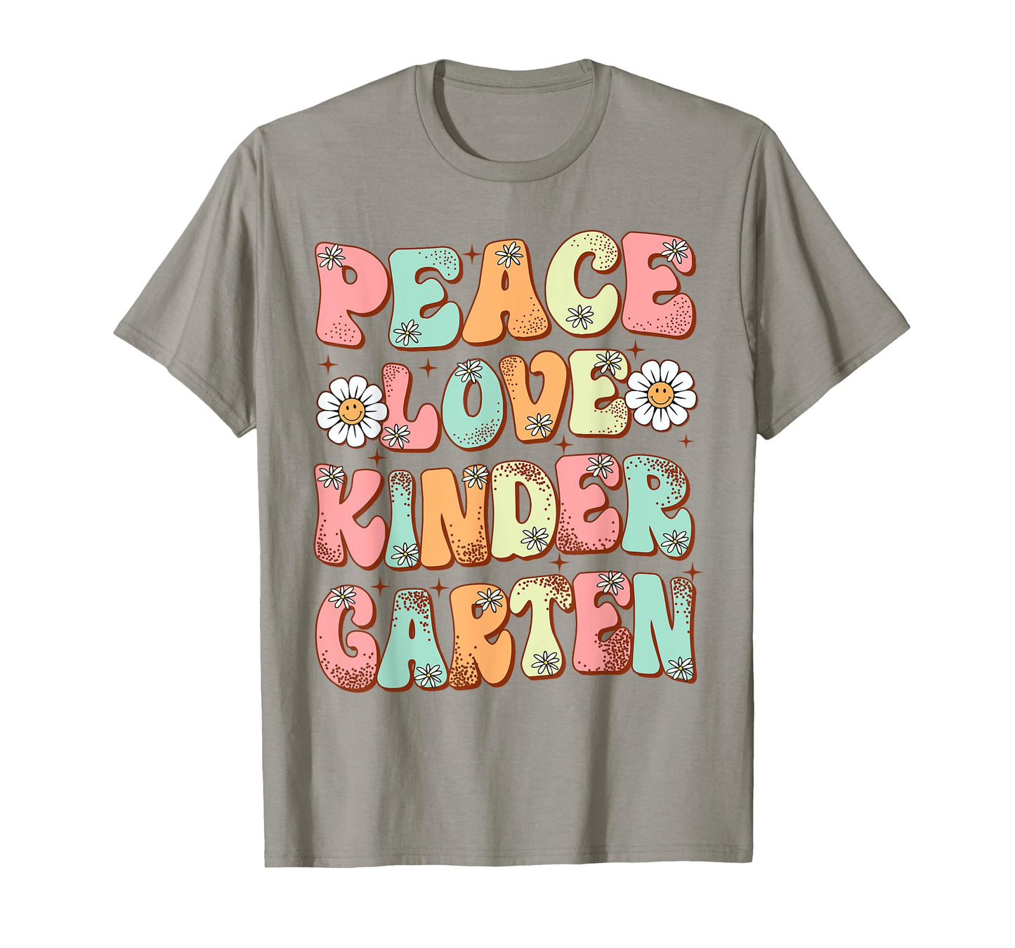 Peace Love Kindergarten Groovy First Day of Kindergarten T-Shirt